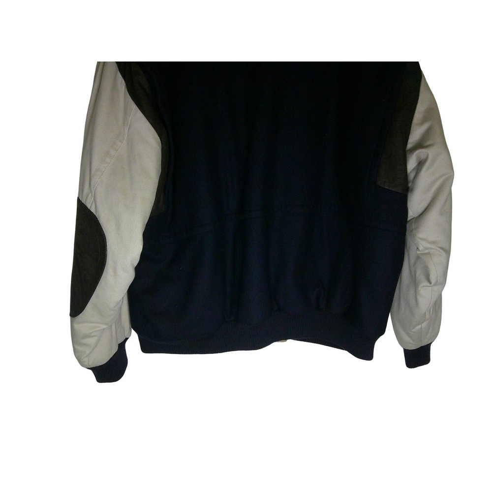 Gant Varsity Bomber Jacket Mens XL Navy Blue Wool Leather Elbow Patch Vintage - Picture 12 of 16